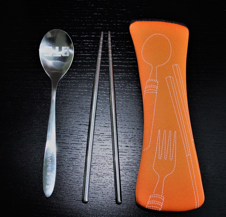Kpop BTS Chopsticks & Spoon Set Korean Style Etsy