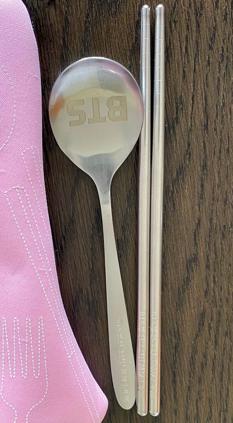 Kpop BTS Chopsticks & Spoon Set pink Korean Style Etsy
