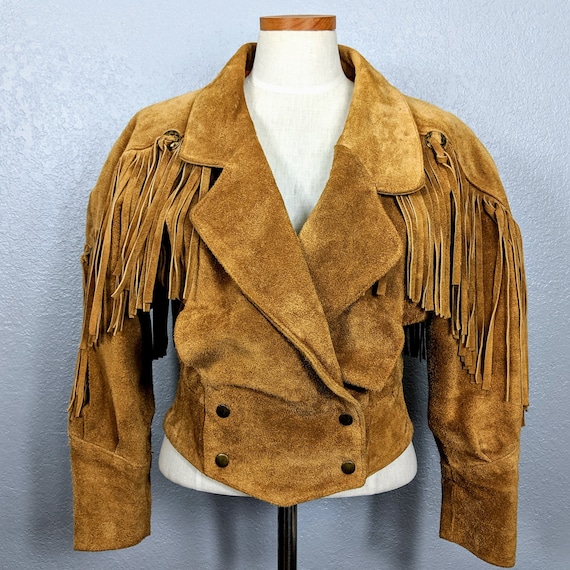 Vintage Suede Leather Jacket / 1980's Leather Frin