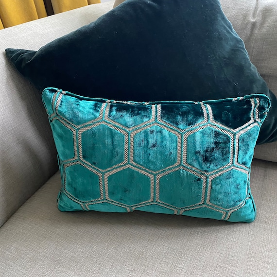 Blue Velvet Small Teal Pillow Designers Guild Manipur Teal Small