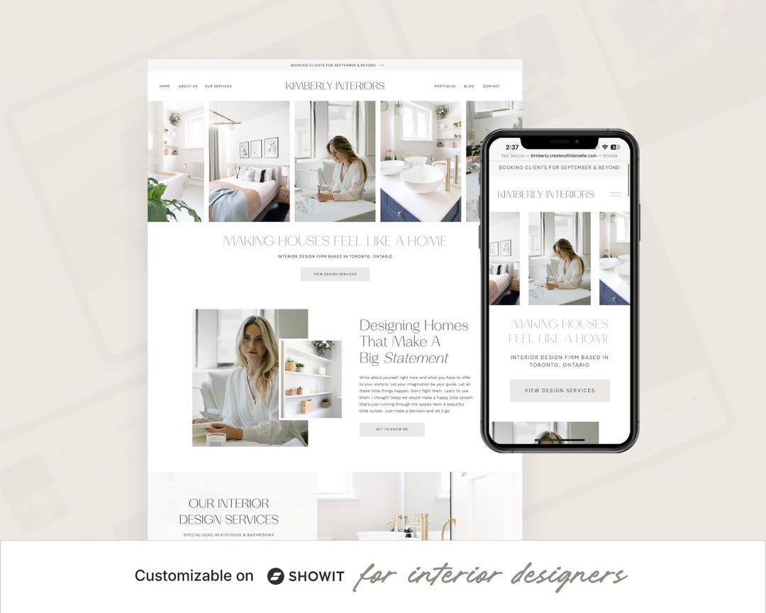 Clean Showit Website Template for Interior Designers | Web Design for ...