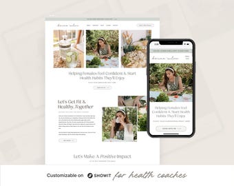 Modelo de site para nutricionistas e dietistas | Design web Showit para coaches de saúde e bem-estar | Layout web para cursos e assinaturas