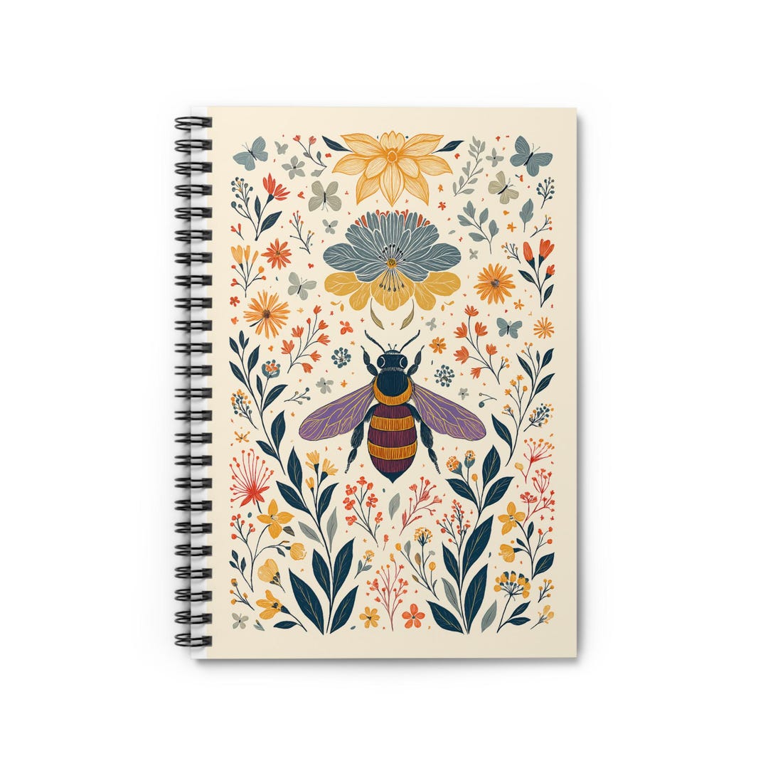 Bee Floral Spiral Notebook – Colorful Journal, 6