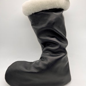 Black leather Santa Present Gift stocking