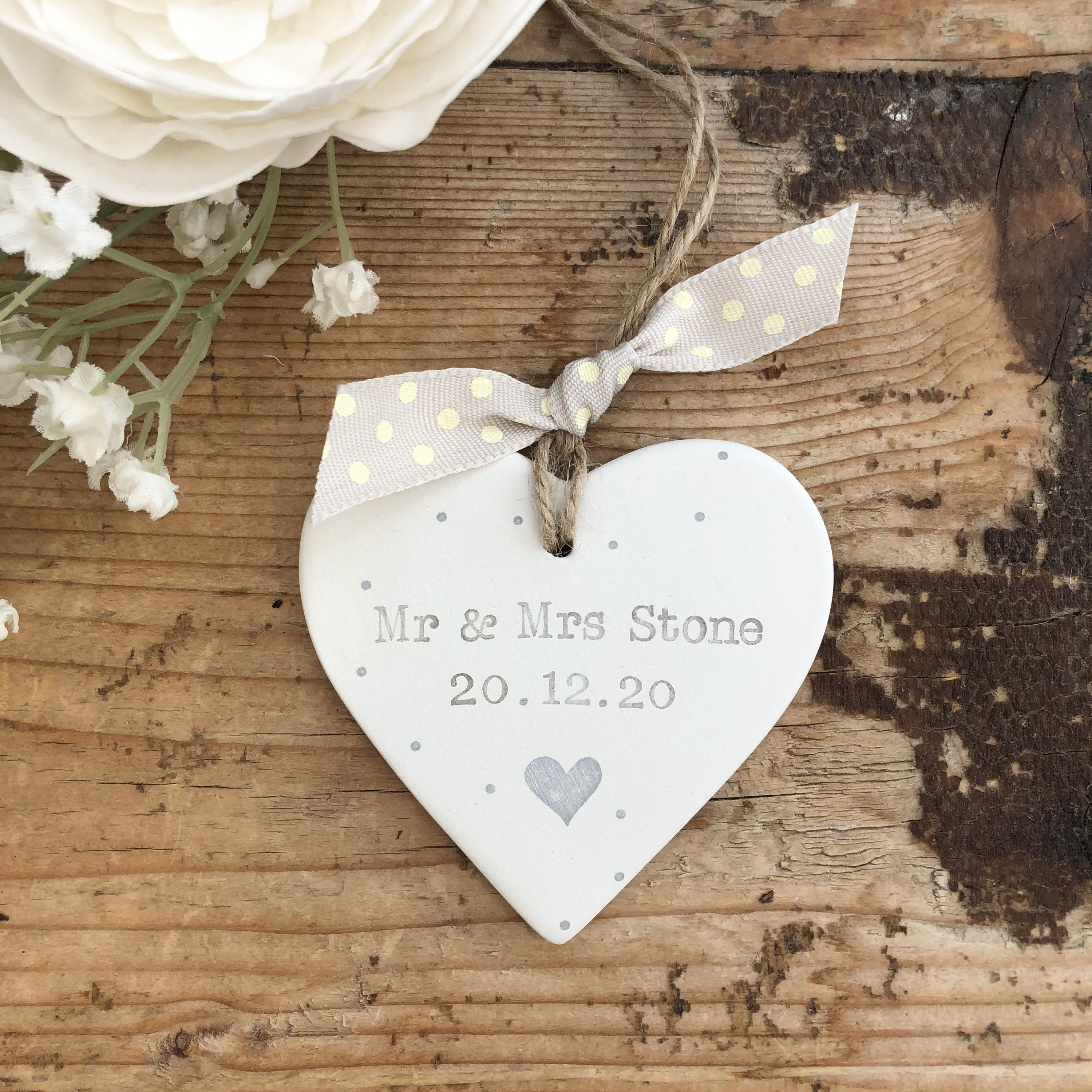 Personalised ceramic heart wedding gift engagement gift Etsy