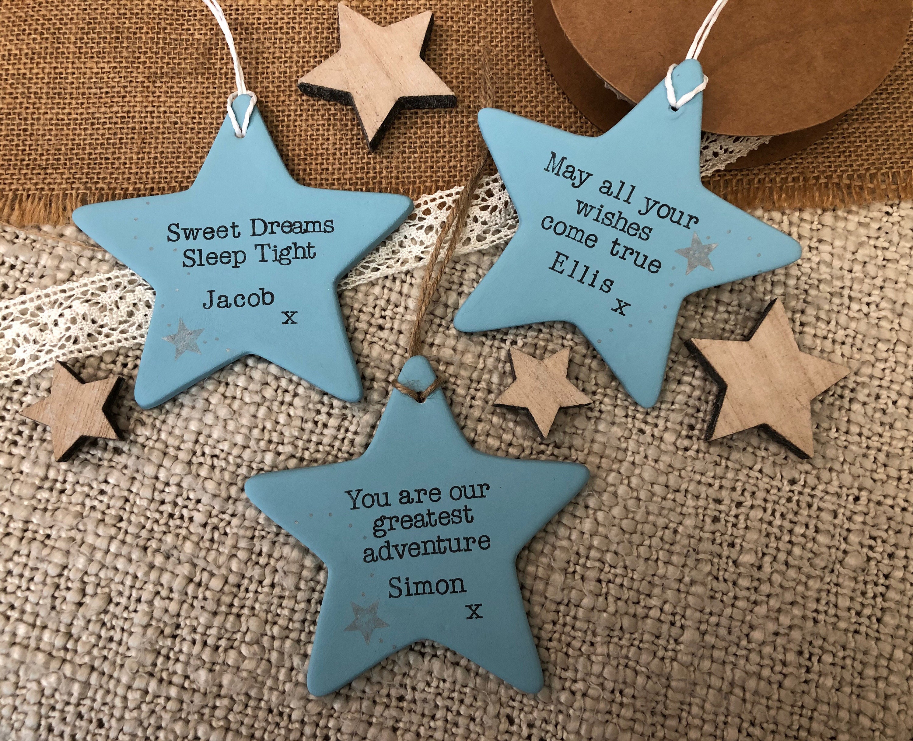 Personalised nursery quote new baby keepsake ceramic star Etsy