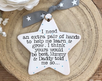 Personalized Godparent Proposal Gift: Hand Stamped Ceramic Star