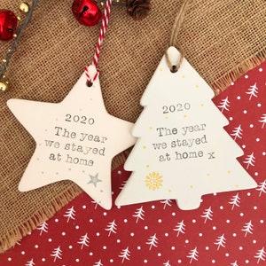 Personalised 2020 ceramic bauble | hand stamped | Christmas decoration keepsake | lockdown bauble | family tree ornament | year of lockdown