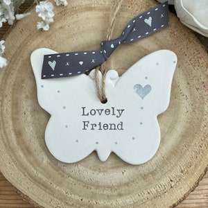 Personalised ceramic butterfly | friend birthday | best friend gift | special friend gift | hand stamped hanging decoration | keepsake gift