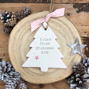 Personalised baby's first Christmas 2024 bauble | baby boy bauble ceramic ornament | baby girl tree decoration | 1st Christmas gift keepsake