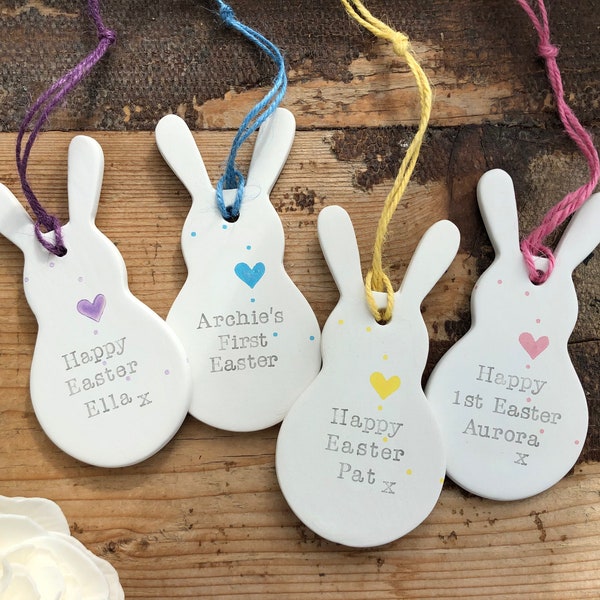 Personalised bunny decoration | First Easter decorations | kids Easter gift | Easter tags | Easter tree | Easter ornament | Easter keepsake