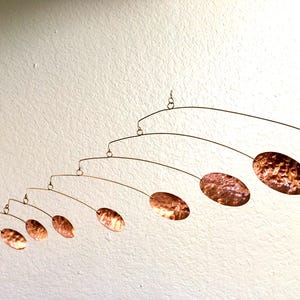 Beaten Copper Hanging Mobile Kinetic Art for Home Decoration and Meditation