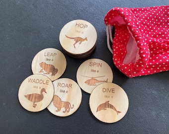 Laser cut wooden children's activity tokens