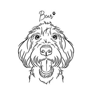 Custom Pet Line Drawing Portrait, Digital Dog or Cat Sketch From Photo, Tattoo Design