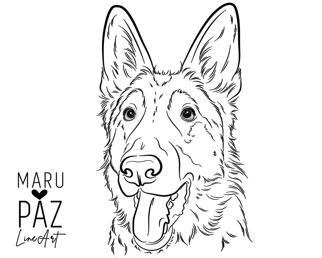 GERMAN SHEPHERD Outline Dog Line Art From Photo TATTOO Etsy