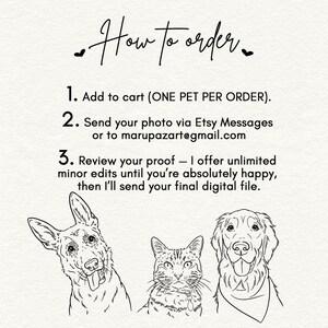 Written instructions on how to order a custom pet portrait.