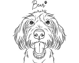 Custom Line Drawing Pet, Dog Portrait INK, Tattoo Commission, Line Art Illustration Print, Pet Sketch From Photo, Cat Outline, DIGITAL FILE