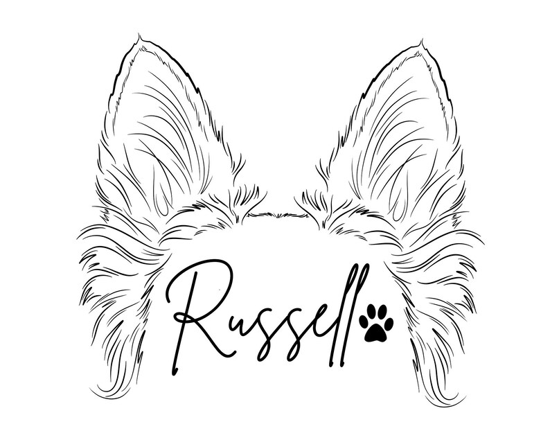 PET EARS Custom line drawing DIGITAL Dog portrait from photo Etsy