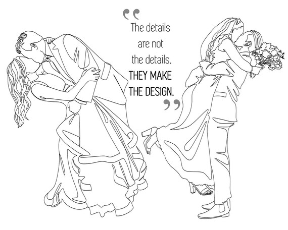 Custom Line Drawing Couple Outline FACELESS Minimalist Line - Etsy