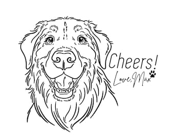 Dog Sketch from Photo, Custom Fine Line Drawing, Cat & Dog Wedding Napkin Design, Pet Line Art Illustration, I Do Too, Digital File Only