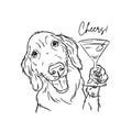 Custom Pet Drawing Holding Martini Glass – Dog or Cat Portrait for Cocktail Wedding Napkins and Signature Drinks, Line Art Sketch from Photo product logo