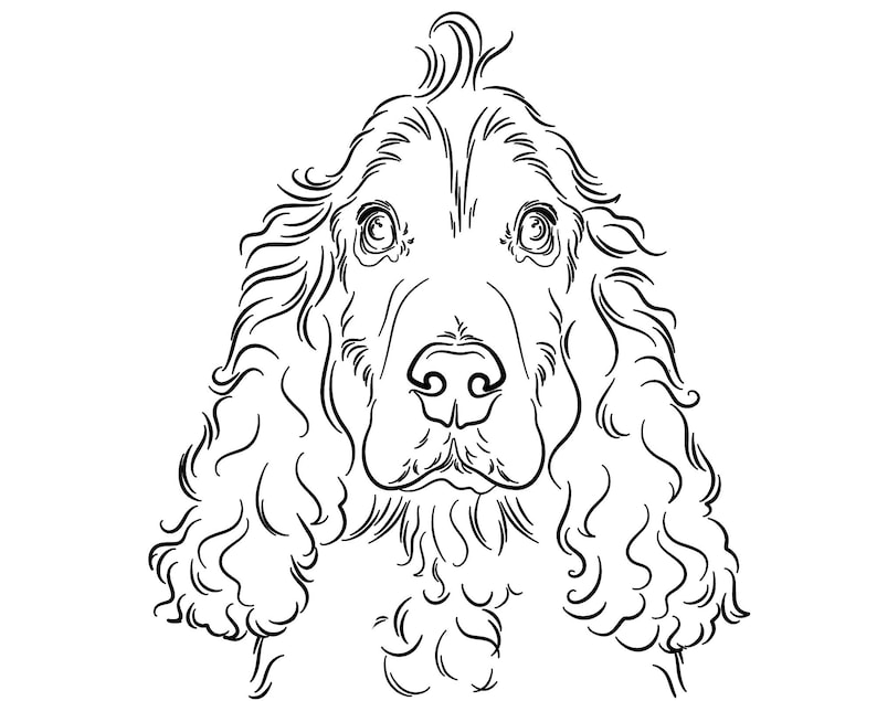 COCKER SPANIEL Outline Dog Line Drawing TATTOO Design Pet Etsy