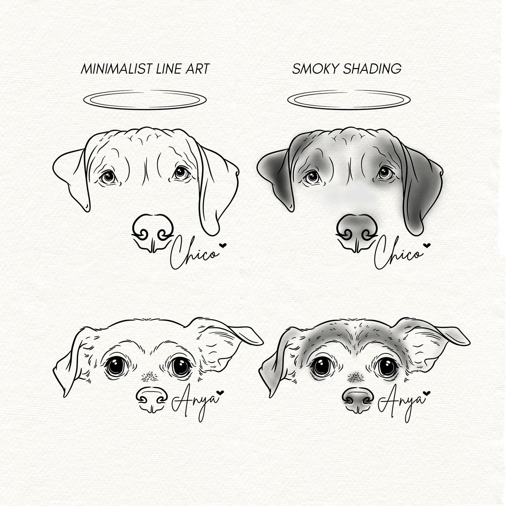 Custom Pet Tattoo Design, Fine Line Dog Drawing, Minimalist 