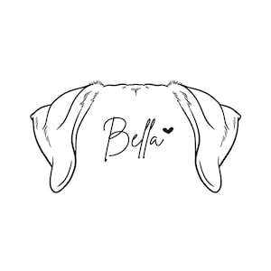 Custom Pet Ear Line Drawing: Digital Dog & Cat Memorial Tattoo Design