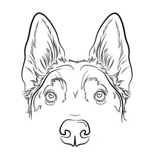 Dog Line Drawing Custom Ear Outline Pet Portrait Ink - Etsy