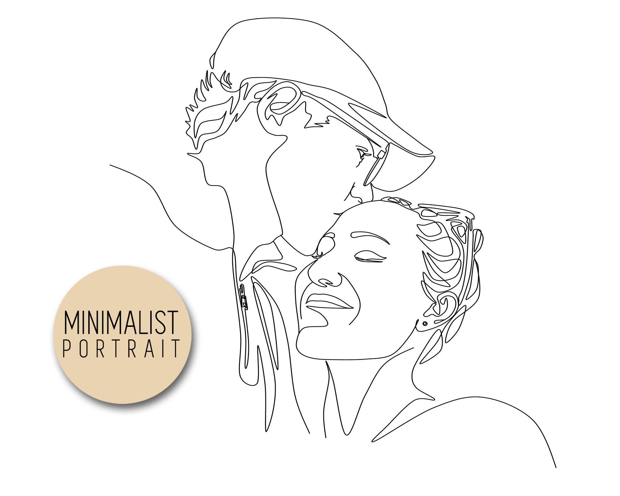Abstract Black And White Sketch Line Art MODERN SKETCH Portrait From Photo Custom Line Drawing Couples Gift Idea Modern custom portrait