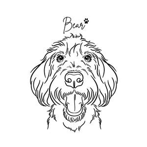 Custom Line Drawing Pet, Dog Portrait INK, Tattoo Commission, Line Art Illustration Print, Pet Sketch From Photo, Cat Outline, DIGITAL FILE
