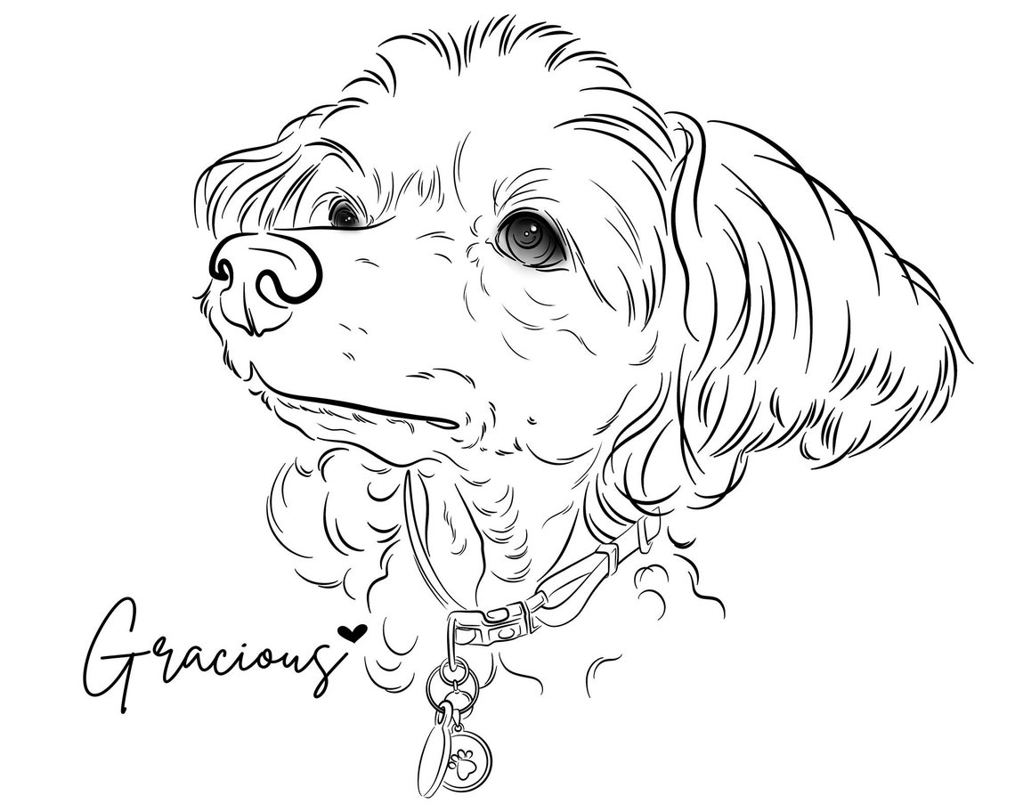 Hunde umriss Skizze vom Foto Linie Kunst custom Haustier | Etsy