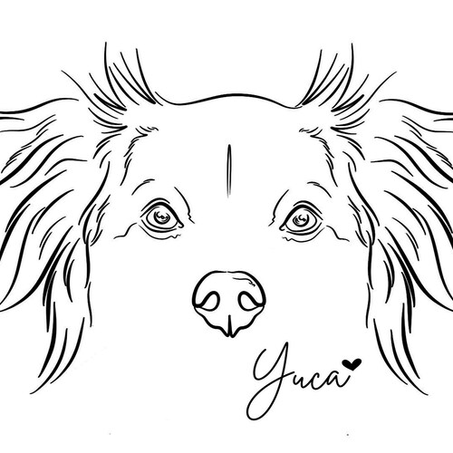 Custom Line Drawing Pet Dog Portrait INK Tattoo Commission Etsy