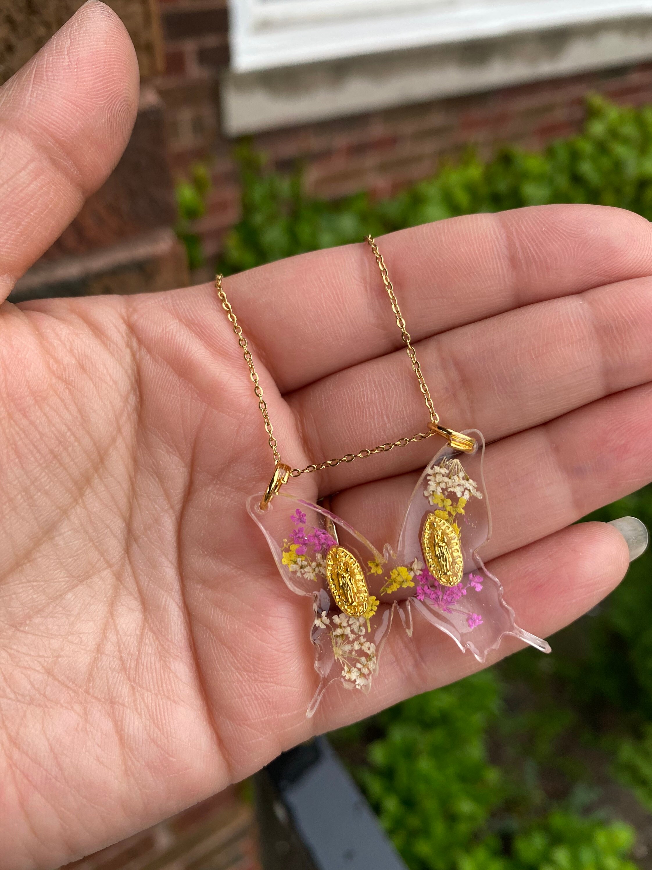 Guadalupe Butterfly Necklace Virgen 