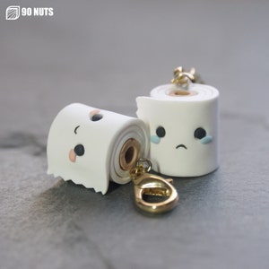 Portachiavi con ciondolo kawaii a forma di rotolo di carta igienica