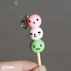 Kawaii Dango Stick Charm Chibi Mochi Keychain Japanese Sweet