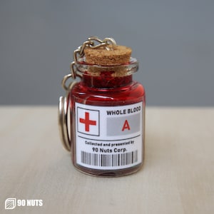 Blood Type Glass Bottle Medical Science Custom Keychain Charm