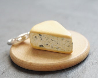 Blue Cheese Charm Cheese Wedge Keychain