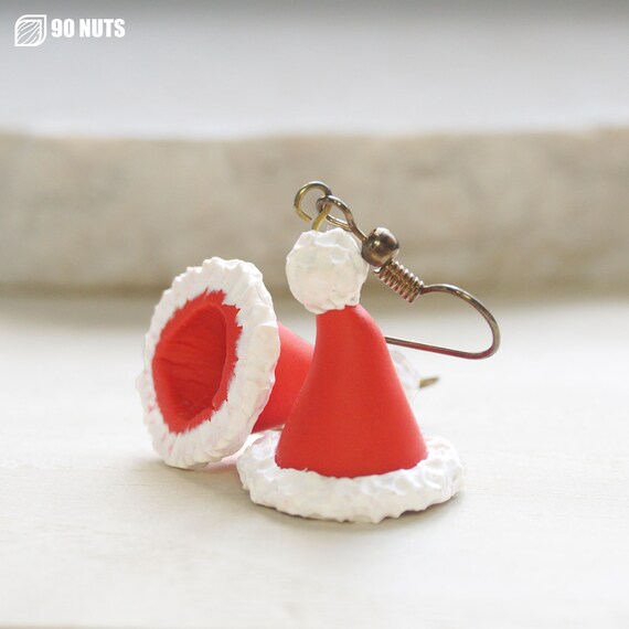 Santa hat earrings deals