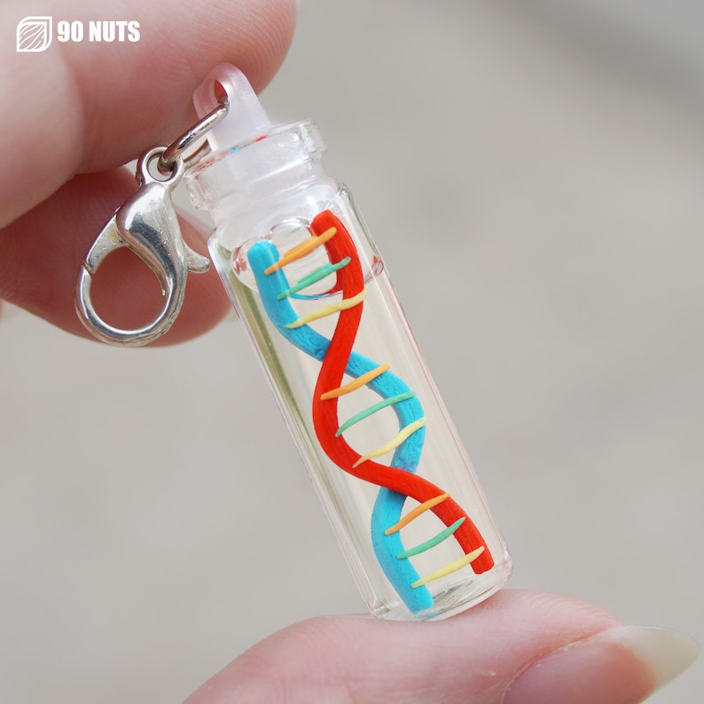 DNA Double Helix Science Medicine Glass Bottle Charm image 1