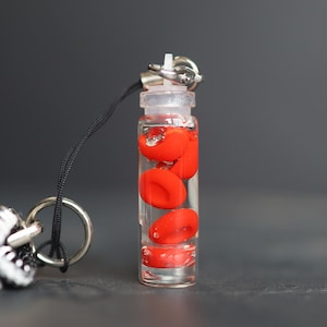 Red Blood Cells Glass Bottle Charm Keychain