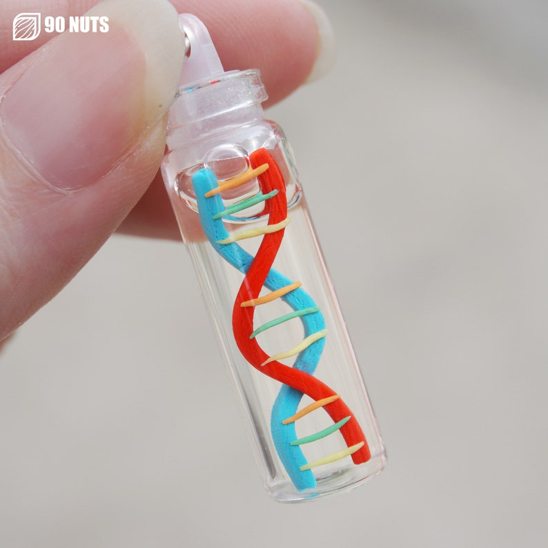 DNA Double Helix Science Medicine Glass Bottle Charm image 2