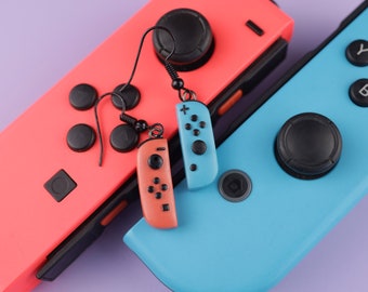 Joycon Joy-Con Controller Red Blue Neon Earrings