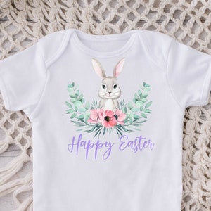 Personalised 2025 First Easter Baby outfit / bodysuit –Custom Bunny Grow, Unisex Outfit  Gift in Easter Pink for Girls & Boys -girls gift