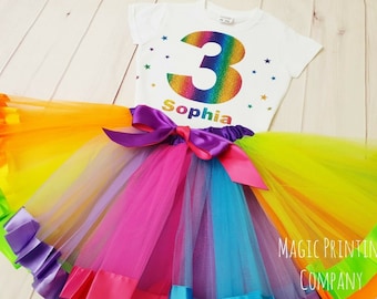 3rd birthday outfit 4th 5th 6th 7th 8th Birthday dress rainbow Tutu glitter Cake Smash girls gift party unicorn Party Dress  1st Birthday