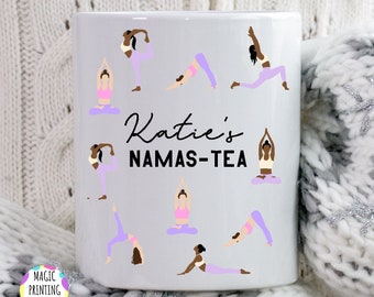 Yoga Gift, Personalised Namas-tea Mug Yoga Gift Pilates  Yoga Pose Mug Yogi Namaste Bag for Towel Matt yoga Yoga lover Shopping bag Present