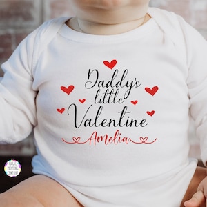 Personalised Daddy&#39;s , Mummy&#39;s Little Valentine Baby Vest- Baby Valentine&#39;s Day Outfit -First Valentines Day Outfit Valentine&#39;s Babygrow