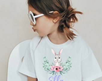 Girls Personalised Bunny T-Shirt/ Easter Gift/ Personalised Easter Bunny T-shirt/ Personalised T-shirt, Spring T shirt - girls birthday gift