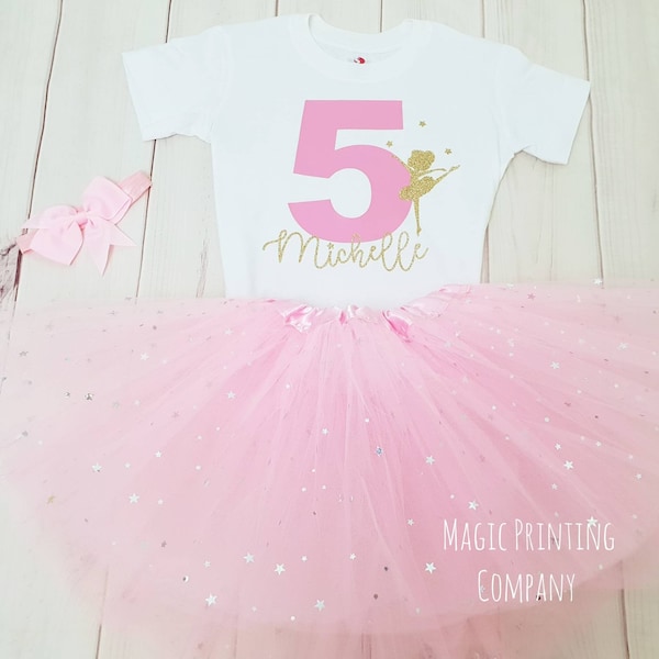 Tenue d'anniversaire de ballerine - personnalisée - robe de danse robe de soirée séance photo ballet Tutu danseuse cadeau ballerine de n'importe quel nom fête bébé filles enfants