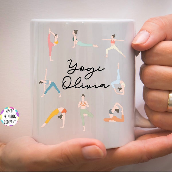 Yoga Gift, Personalised Yoga Gift Pilates  Yoga Pose Mug Yogi Namaste Bag for Towel Matt Clothes yoga class Yoga lover Shopping bag Present